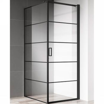 Душевой уголок AQUAme 90x90 R AQM5215-RH-9 профиль Черный матовый стекло прозрачное — фото 1, Квадратные душевые уголки