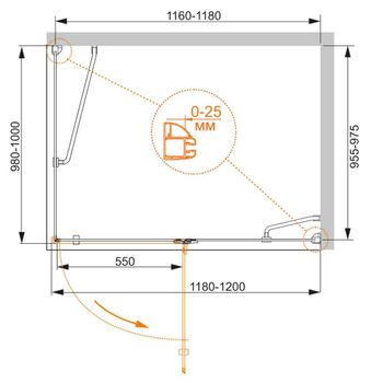 Душевой уголок CEZARES BERGAMO-W-AH-1-120/100-C-Cr-R — фото 2, Душевые уголки