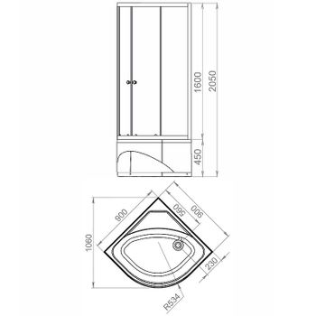 Душевой уголок Melodia della vita Segment High 90x90 MSETWSH9090MWt профиль Белый стекло матовое — фото 2, Душевые уголки четверть круга