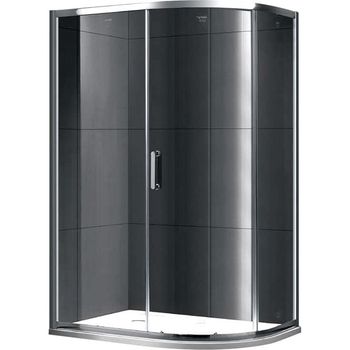 Душевой уголок Gemy Victoria 100х90 радиальный ассиметричный одна дверца профиль Хром стекло прозрач — фото 1, Асимметричные душевые уголки