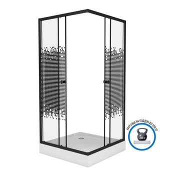 Душевой уголок Niagara Eco NG-009-14Q BLACK (90х90х195) низкий поддон(13см),черный,стекло мозаика,2  — фото 1, Квадратные душевые уголки