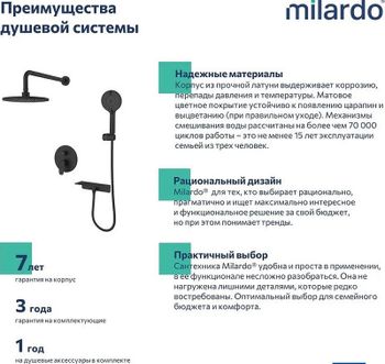 Душевая система Milardo Rora RORBL02M67 Черная матовая — фото 7, Встраиваемые душевые комплекты