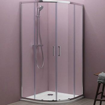 Душевой уголок Kolpa San Eco Quat TKP 90x90 538580 профиль Хром стекло прозрачное — фото 1, Душевые уголки четверть круга