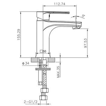 Смеситель для раковины Caprigo Atlantic 51-020-crm Хром — фото 2, Смесители для раковины