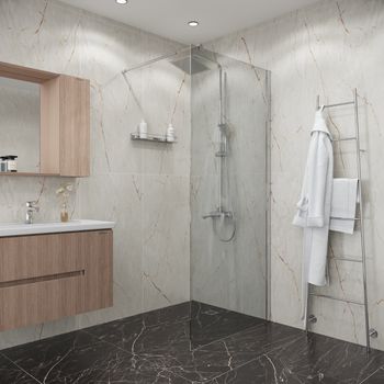 Душевая перегородка Niagara Eco NG-531-80 (80х190) хром,стекло прозрачное,1 место — фото 1, Душевые перегородки