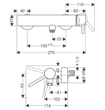 Смеситель для душа Axor Starck 10611000 Хром — фото 4, Смеситель для душа