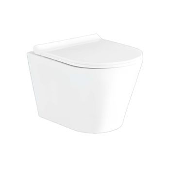 Унитаз подвесной безободковый AQUATEK АЛЬФА 520 x 370 x 330 мм, тонкое сиденье с механизмом плавного — фото 1, Подвесные унитазы