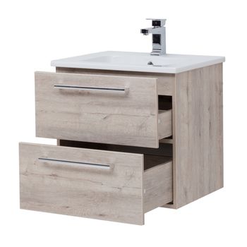 Тумба GIO, 60 см, подвесная, 2 ящика, дуб кантри — фото 8, Тумбы под раковину