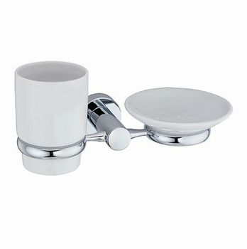 Аксесс Donau K-9426C Держатель стакана и мыльницы, (блистер), КЕРАМИКА ,хром, WasserKRAFT — фото 1, Комплектующие для туалета