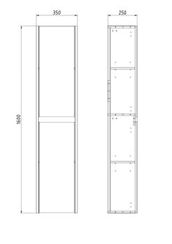 Пенал Luxury 35см, подвесной/напольный, универсальный , 2 дверцы, 2 полки, белый матовый — фото 2, Пеналы для ванной комнаты