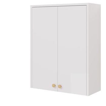 Шкаф LUNO, подвесной 60см, 2дв.,белый глянец — фото 4, Шкафы для ванной