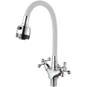 Смеситель для кухни D-Lin D153810-3T Хром Белый — фото 1, Смесители для кухни