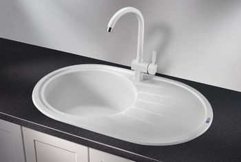 Granula-7601, БЕЛЫЙ, кухонная мойка, СтандАРТ кварц — фото 2, Кухонные мойки