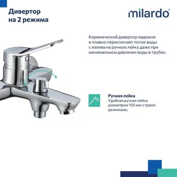 Смеситель для ванны Milardo Enjoy ENJSB00M02 Хром глянцевый — фото 2, Смеситель для ванны