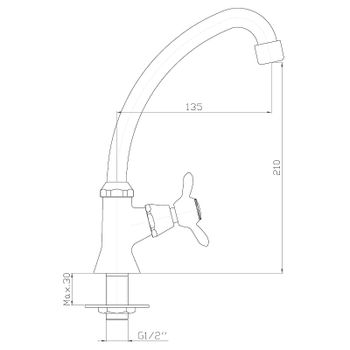 Кран для одного типа воды Rossinka Q02-60U Хром — фото 2, Краны