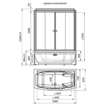 Душевой бокс Radomir Элис 168x85 R 1-04-1-2-0-0940 без гидромассажа — фото 2, Душевые боксы