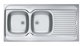 Мойка для кухни накладная CLASSIC 100 NAT-60 1200X6002X левая в комплекте с сифоном 1071240, — фото 1, Кухонные мойки