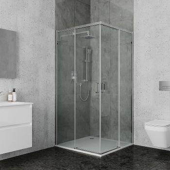 Душевой уголок Ambassador Queen 90х90 11011104 профиль Хром стекло прозрачное — фото 1, Квадратные душевые уголки