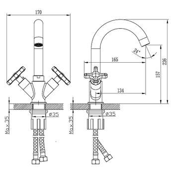 Смеситель для раковины Rossinka RS39-62U Хром — фото 2, Смесители для раковины