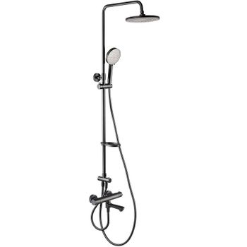 Душевая система Swedbe Hermes 5114B с термостатом Черная матовая — фото 1, Душевые стойки