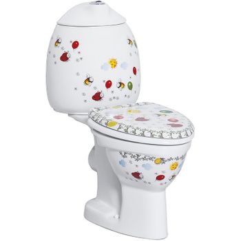 Унитаз компакт Creavit Cocuk CK300-11CB00E-FF00 Белый с декором без сиденья без бачка — фото 1, Напольные унитазы