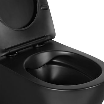 Унитаз подвесной безободковый AQUATEK ЕВРОПА AQ1901-MB 525*360*320 мм, черный матовый, горизонтальны — фото 2, Подвесные унитазы