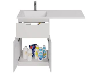 Тумба Vega, 60 см, напольная, 1 ящик, 2 дверцы, белый глянец — фото 7, Тумбы под раковину