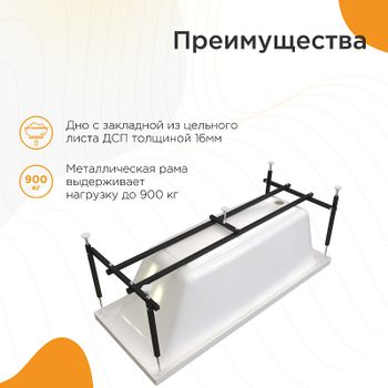 Акриловая ванна Radomir Vannesa Веста 160x70 2-01-0-0-1-269Р без гидромассажа — фото 4, Акриловые ванны