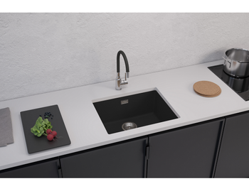 Мойка для кухни ALVEUS OMNI 30 GRANITAL DEEP BLACK-G90 550x450x198 с сифоном 1145083 — фото 2, Кухонные мойки