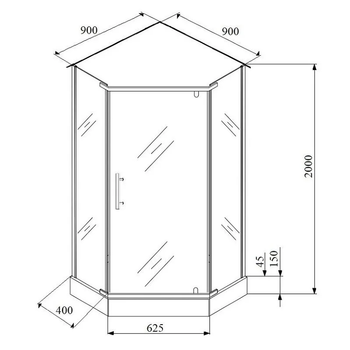Душевой уголок Parly ZPE911FB, 90 x 90 см, с поддоном, стекло матовое, профиль черный — фото 3, Душевые уголки трапеция