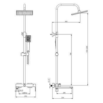 Душевая система Belz B613-7 B24613-7 Черный — фото 2, Душевые стойки