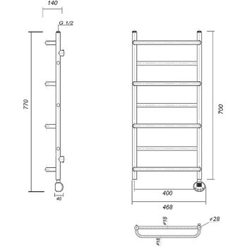 Электрический полотенцесушитель Domoterm Орфей П7 400x700 АБР ER Античная бронза — фото 2, Электрические полотенцесушители