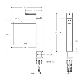 Смеситель для накладной раковины без донного клапана CEZARES RELAX-LC2-GM-W0 — фото 3, Смесители для раковины