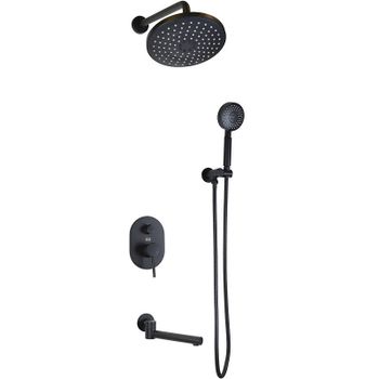 Душевая система Bronze de Luxe Scandi 14582B Черная матовая — фото 1, Встраиваемые душевые комплекты