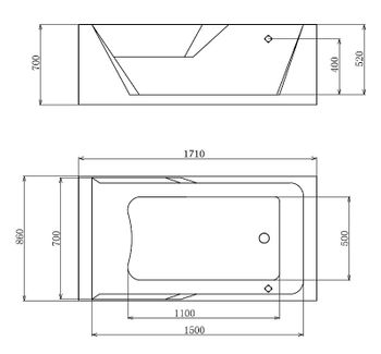 Акриловая ванна Gemy 171х86 G9066 II K R с гидромассажем — фото 3, Акриловые ванны