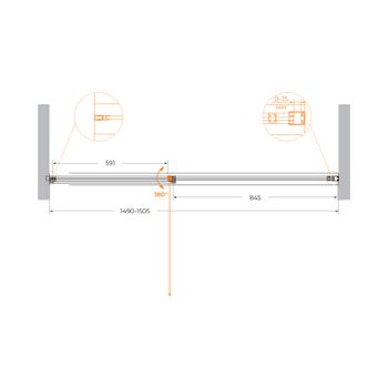 Душевая дверь CEZARES URBAN-B-12-150-C-NERO — фото 2, Душевые двери в нишу