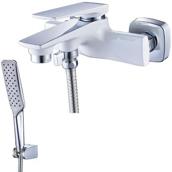 Смеситель для ванны Lemark Allegro LM5914CW Хром Белый — фото 1, Смеситель для ванны