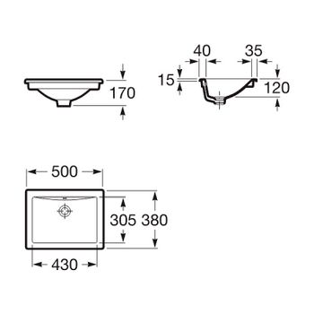 Раковина Roca Diverta 50 327114000 Белая — фото 5, Раковины встраиваемые сверху