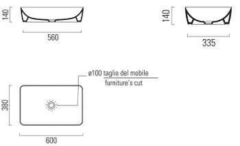 Раковина-чаша GSI Nubes 60 903611 Белая — фото 2, Раковины накладные