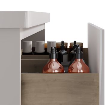 Тумба PERFECTO, 60 см, подвесная, 1 ящик, push-to-open, белый глянец — фото 13, Тумбы под раковину