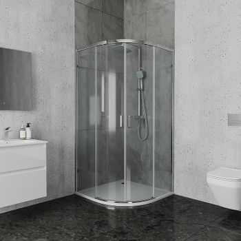 Душевой уголок Ambassador Queen 90х90 11011101 профиль Хром стекло прозрачное — фото 1, Душевые уголки четверть круга