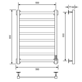 Электрический полотенцесушитель Comfysan Roma-K EC-8 80x50 016609 Черный матовый — фото 3, Электрические полотенцесушители