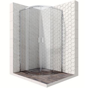 Душевой уголок Ambassador Queen 100х100 11011102 профиль Хром стекло прозрачное — фото 1, Душевые уголки четверть круга