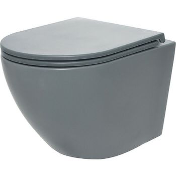 Унитаз AQUAme AQM2002MGR подвесной Серый с сиденьем Микролифт — фото 1, Подвесные унитазы