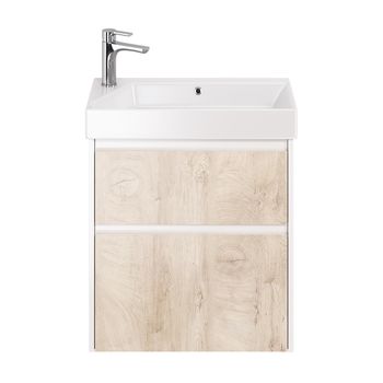 Тумба SLIM, 65 см, подвесная/напольная, 2 ящика, белый глянец / дуб кантри — фото 4, Тумбы под раковину