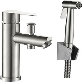 Смеситель для раковины Haiba HB12801 с гигиеническим душем Нержавеющая сталь — фото 1, Смесители для раковины