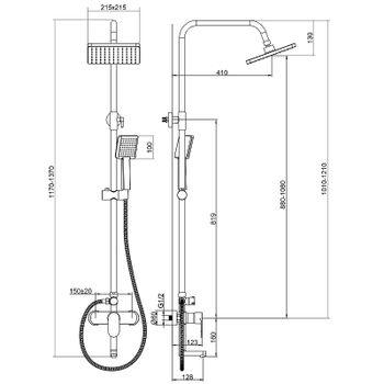 Душевая система Bond B01-9400 Хром — фото 4, Душевые стойки
