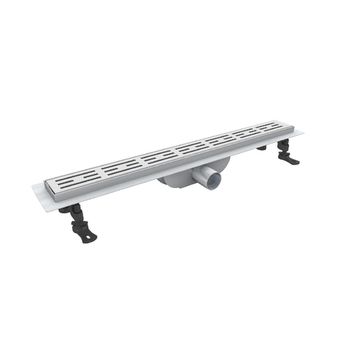 Душевой лоток Drain Leo-40-80 прямой 800 хром Ø 40 мм на ножках, с переходником 40/50 — фото 1, Душевые лотки