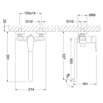 Смеситель для ванны Lemark Point LM0351C универсальный Хром — фото 2, Смеситель для ванны