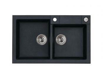 Мойка для кухни ROCK 90 GRANITAL CONCRETE-G81 780x480x180;2x в комп.с сифоном 1105299, — фото 1, Кухонные мойки